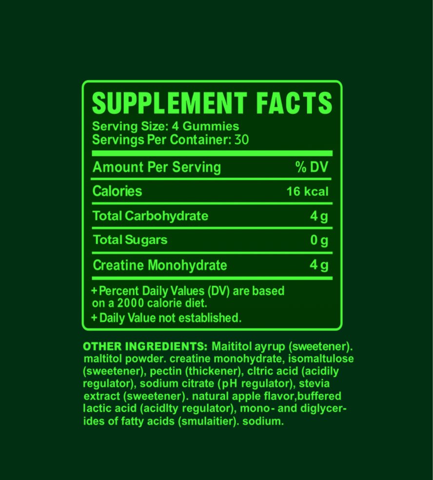 Creatine Gummies (Sour Green Apple) - Freed Mind